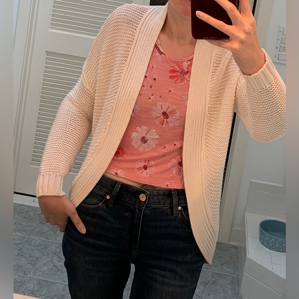 RL linen & silk white cardigan - S - Picture 1 of 6